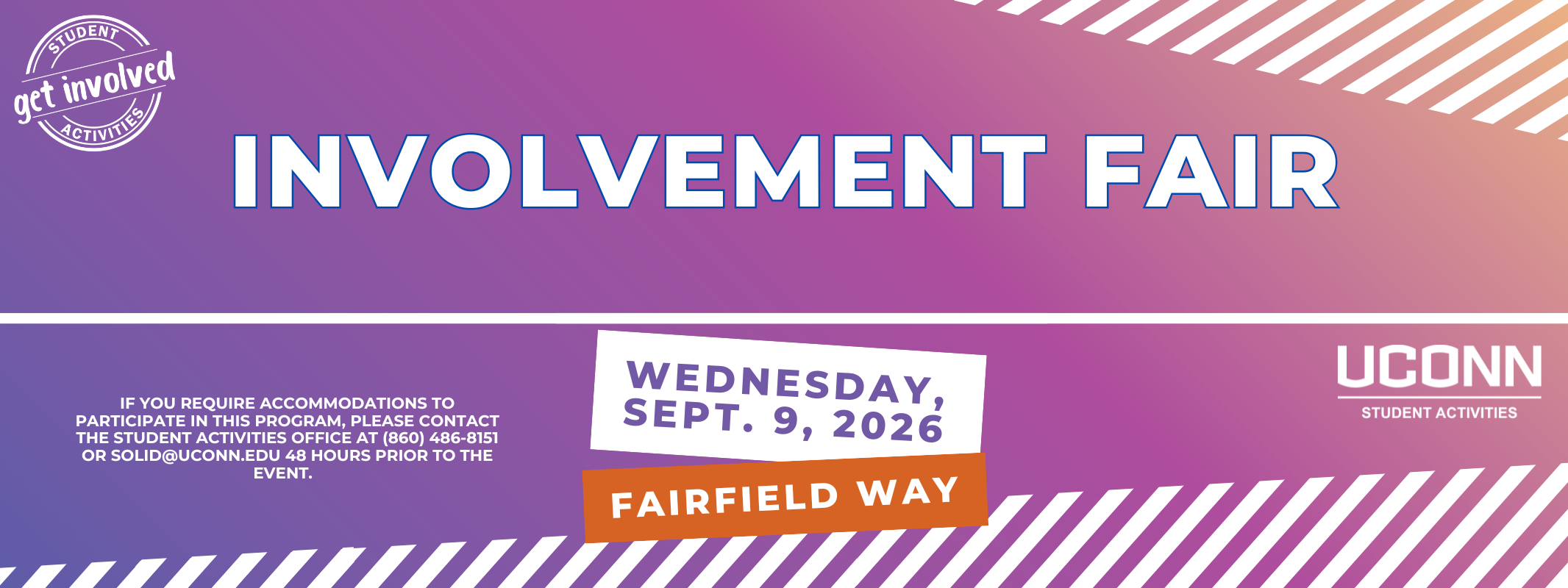 Fall 2026 Storrs Involvement Fair on Wednesday, September 9th, on Fairfield way
